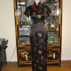 BLACK FLORAL PRINT CHEONGSAM DRESS 34